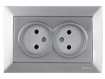 Розетка 2-ая (скрытая, б/з) серебро, DARIA, MUTLUSAN