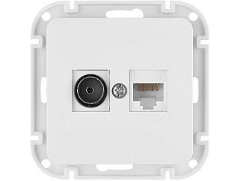 Розетка 2-ая комби компьютерная+телевизионная (скрытая) белая, Astrum, BYLECTRICA