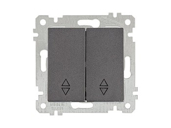 Выключатель проходной 2-клав. (скрытый, без рамки, пруж. зажим) дымчатый, RITA, MUTLUSAN