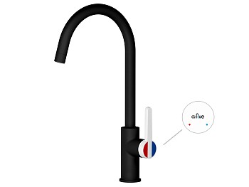 Смеситель для кухни (Lt) D35, серия Rose черный + белый, a-five