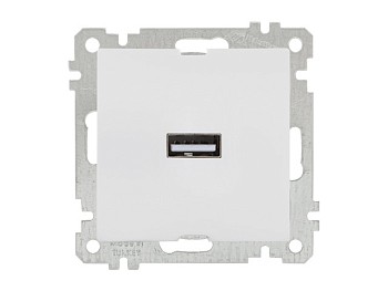 Розетка 1-ая USB (скрытая, без рамки) белая, DARIA, MUTLUSAN