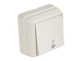 Выключатель 1-клав. проходной (с подсветкой, открытый) кремовый, BRON, MUTLUSAN