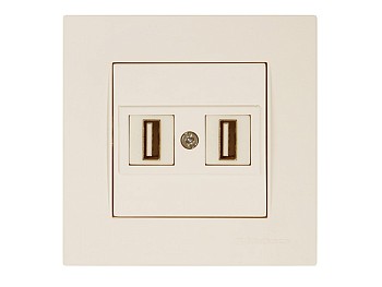 Розетка компьютерная 2хUSB (скрытая) кремовая (не для зарядки) RITA, MUTLUSAN