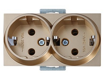 Розетка 2-ая (скрытая, с/з) золото, RITA, MUTLUSAN