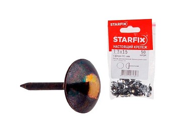 Гвозди декоративные Сфера 11 мм, 1.3х16 мм, Бронза Ренессанс (50 шт в зип-локе) STARFIX