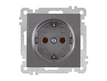 Розетка 1-ая (скрытая, с/з, шторки) дымчатая, ELITRA, MUTLUSAN