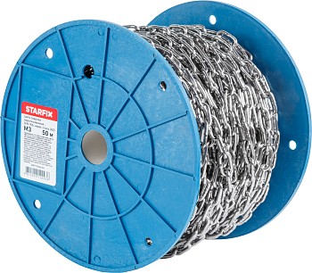 Цепь сварная короткозвенная М3 нерж.сталь (А2), DIN 766 (бухта 50м) STARFIX