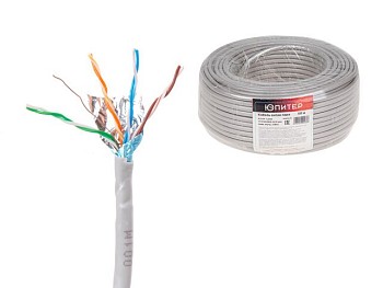 Кабель витая пара F/UTP Cat5E 4х2х24AWG (0.51мм) 50м, медь, внутр. (ПВХ) Юпитер
