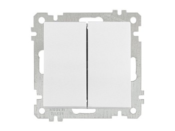 Выключатель 2-клав. (скрытый, без рамки, пруж. зажим) белый, DARIA, MUTLUSAN