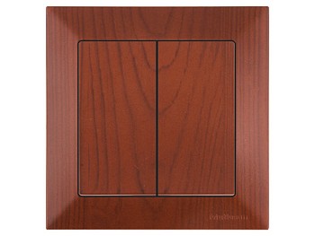 Выключатель 2-клав. (скрытый, винт. зажим) вишня, DARIA, MUTLUSAN