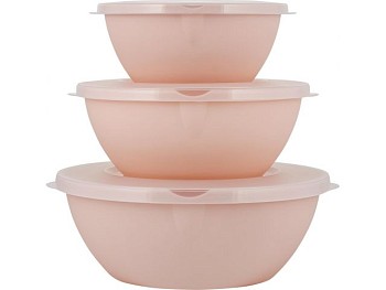 Набор мисок с крышками, 3 шт., Helsinki, персиковая карамель, PLAST TEAM