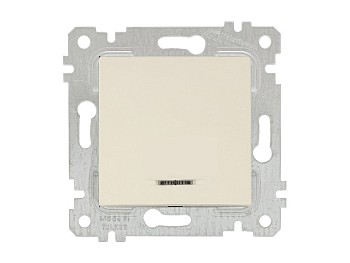 Выключатель 1-клав. (с подсветкой, скрытый, без рамки, винт. зажим) кремовый, RITA, MUTLUSAN