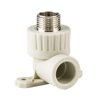 Колено ПП комб. с креплен. нар. 25х3/4", сер.РТП