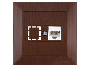 Розетка компьютерная 1xRJ45 (Cat5e, скрытая) орех, DARIA, MUTLUSAN