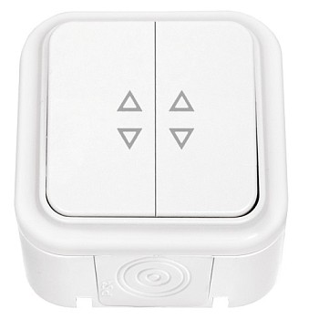 Выключатель 2 клав. (открытый, 10А, брызг. защ.) белый, Пралеска Аква, BYLECTRICA