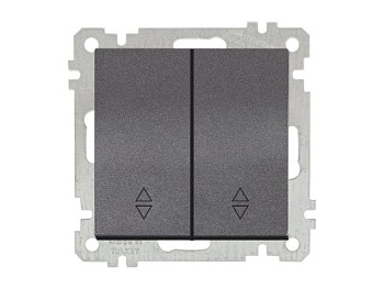Выключатель проходной 2-клав. (скрытый, винт. зажим) дымчатый, ELITRA, MUTLUSAN