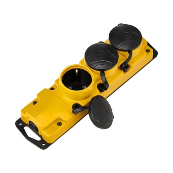 Розетка 3-ая переносная (с/з, 16А, 250В, брызг. защ.) желтый, Bylectrica