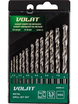 Набор сверл по мет. 13шт 2-8мм HSS ВОЛАТ