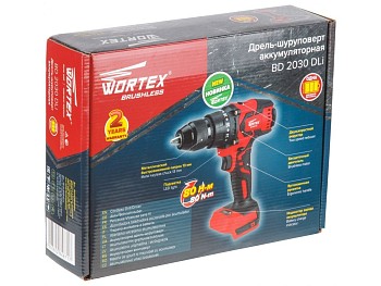 Аккум. дрель-шуруповерт WORTEX BD 2030 Dli в кор. ALL1 XLT SOLO БЕСЩЕТ., 18 В, 80 Н*м, БЗП(мет.) 13