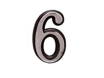 Цифра дверная АЛЛЮР пластик "6" хром