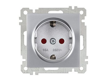 Розетка 1-ая (скрытая, с/з, шторки) серебро, ELITRA, MUTLUSAN