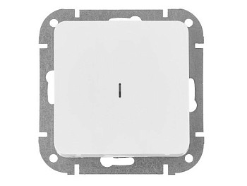 Выключатель 1 клав. (cкрытый, 10А) со световой индикацией, белый, Astrum, BYLECTRICA