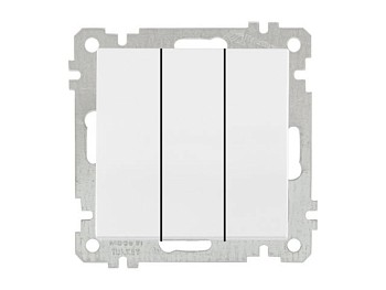 Выключатель 3-клав. (скрытый, винт. зажим) белый, ELITRA, MUTLUSAN