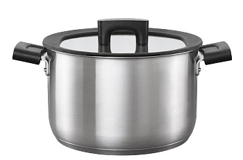 Кастрюля стальная с крышкой 5л/22 см Hard Face FISKARS