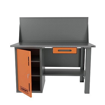 Верстак однотумбовый с ящиком и экраном 1400*700 GAROPT оранжевая