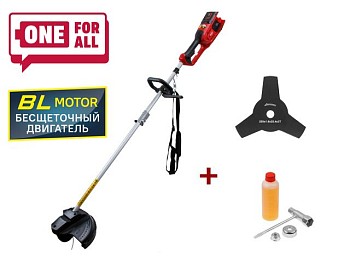 Триммер аккум. WORTEX TB 3036 ALL1 XLT SOLO БЕСЩЁТ.ДВИГ., 18В+18В, шир.скаш.300 мм леска, 255 мм нож