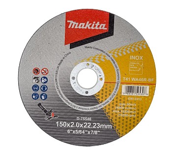 Круг отрезной 150х2x22.23 мм для стали/нержавеющей стали плоский WA46R MAKITA