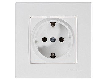 Розетка 1-ая (скрытая, с/з) белая, RITA, MUTLUSAN
