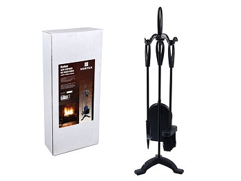 Набор для камина 3 предмета на подставке, 64х21х21 см, VORTEX