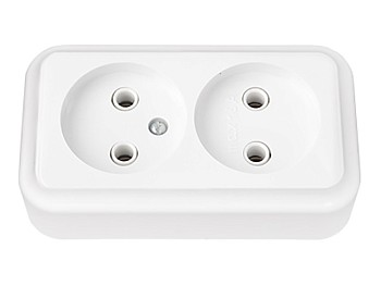 Розетка 2-ая (открытая, б/з) белая, Пралеска, Bylectrica