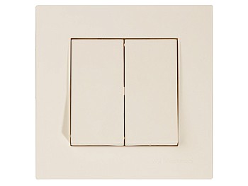 Выключатель 2-клав. (скрытый, винт. зажим) кремовый, RITA, MUTLUSAN
