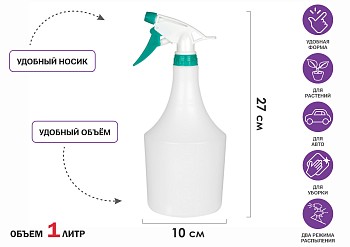 Опрыскиватель ручной 1л с пульверизатором, PERFECTO LINEA
