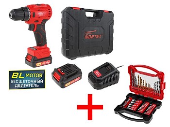 Аккум. дрель-шуруповерт WORTEX BD 1220-1 DLi в чем. + АКЦИЯ(41пр. оснастки в подарок)