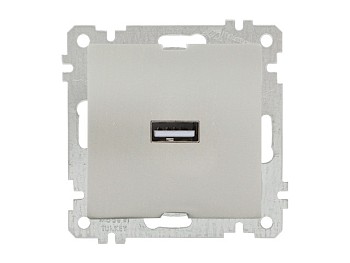 Розетка 1-ая USB (скрытая, без рамки) титан, DARIA, MUTLUSAN