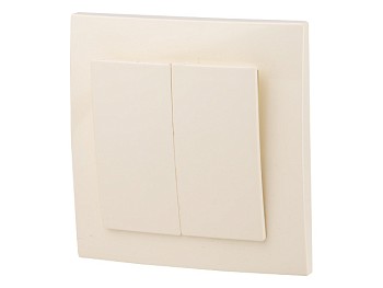 Выключатель 2 клав. (cкрытый, 6А) бежевый, Стандарт, Юпитер