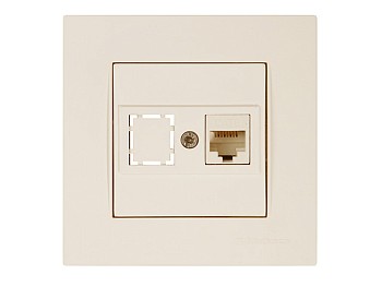Розетка компьютерная 1xRJ45 (Cat6, скрытая) кремовая, RITA, MUTLUSAN