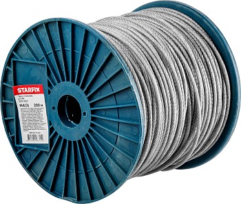 Трос стальной в ПВХ М4(3) DIN 3055 (бухта 200 м) STARFIX