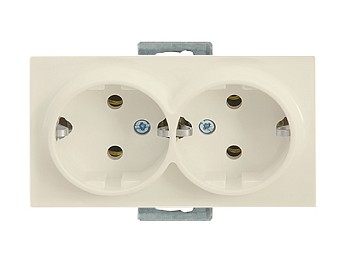 Розетка 2-ая (скрытая, с/з) кремовая, RITA, MUTLUSAN