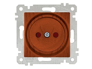 Розетка 1-ая (скрытая, без рамки, б/з, шторки) вишня, RITA, MUTLUSAN