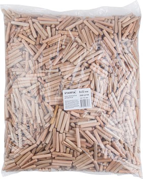 Шкант мебельный 8х50 мм деревянный (2000 шт в пакете) STARFIX