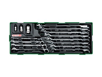 Набор-сет ключей комбинир. с перекл. трещоткой 15предм. TOPTUL