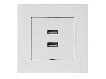 Розетка компьютерная 2хUSB (скрытая, горизонт.) белая, RITA, MUTLUSAN