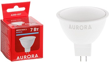Лампа светодиодная MR16 7Вт 230В GU5.3  6000K AURORA