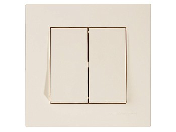 Выключатель 2-клав. (скрытый, пруж. зажим) кремовый, RITA, MUTLUSAN
