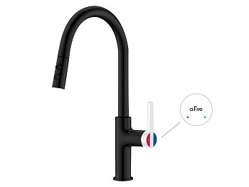 Смеситель для кухни (Lt) D35, серия Rose черный + белый, a-five