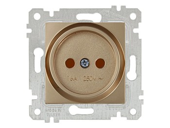 Розетка 1-ая (скрытая, без рамки, б/з, шторки) золото, RITA, MUTLUSAN